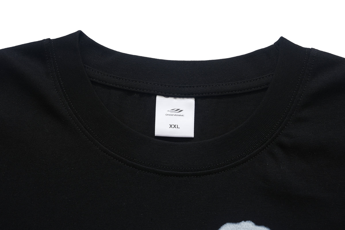 Psychedelic cartoon t-shirt paint scribble tee hippie top in black