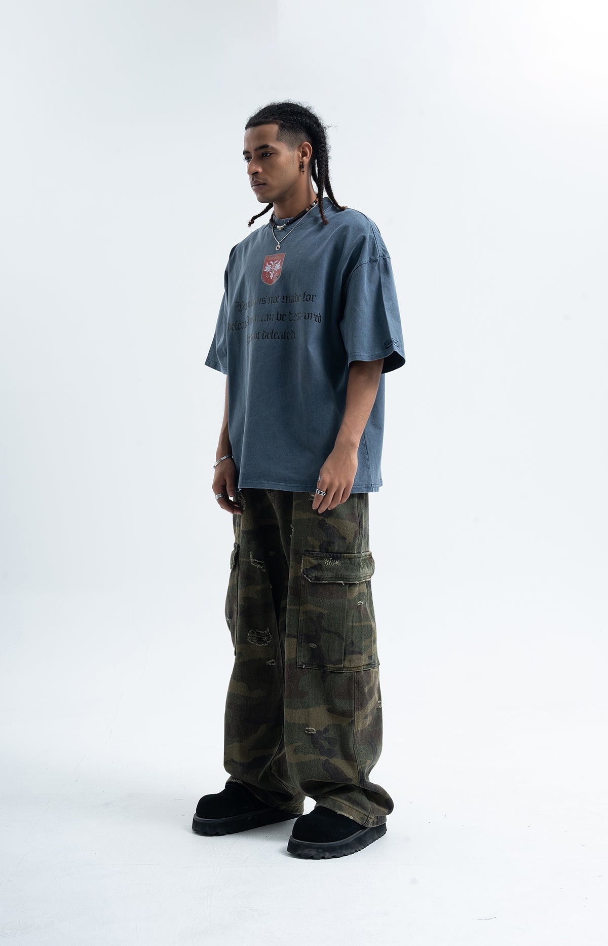 Motivational t-shirt retro grunge top old slogan tee in black