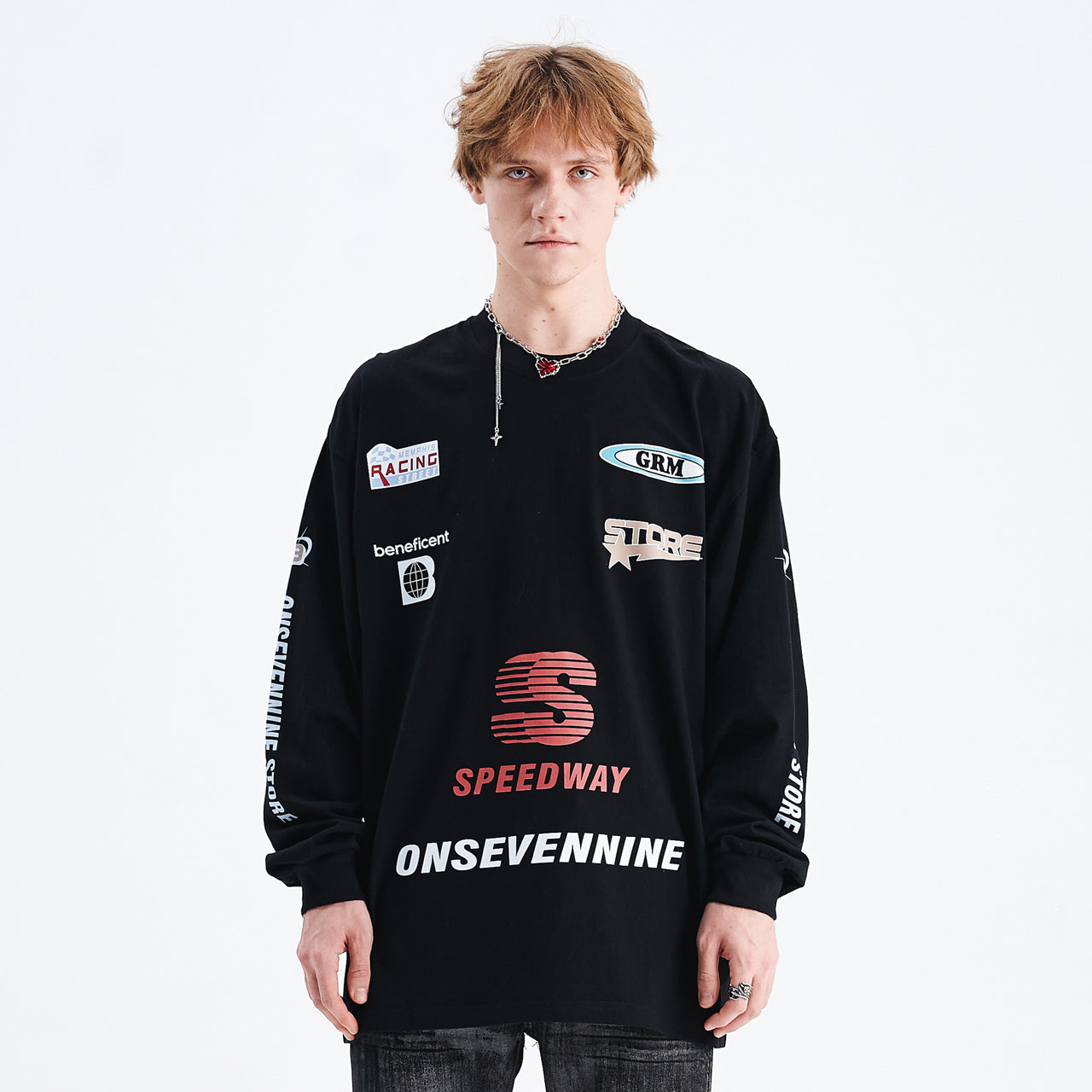 Motorsports jumper long sleeve racing jumper thin sports t-shirt in black