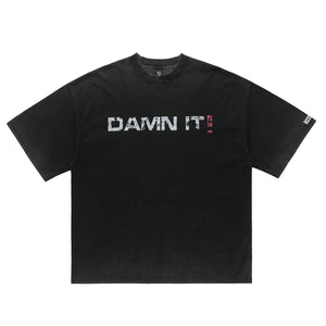 Damn it slogan t-shirt funky tee retro 00s top in black