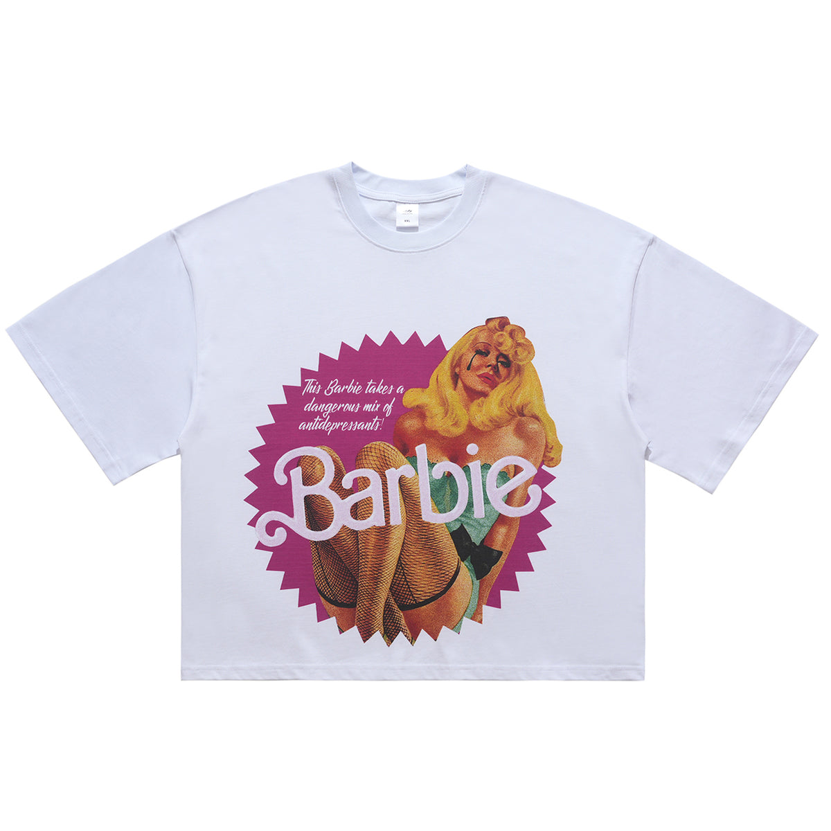 Psychedelic doll t-shirt depression top creepy cartoon tee in White