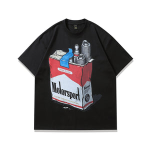 Motorsports t-shirt retro racing tee funny y2k top in cream