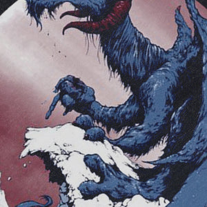 Dragon print sleeveless t-shirt 80s surfer vest retro monster cartoon tank top in acid wash black