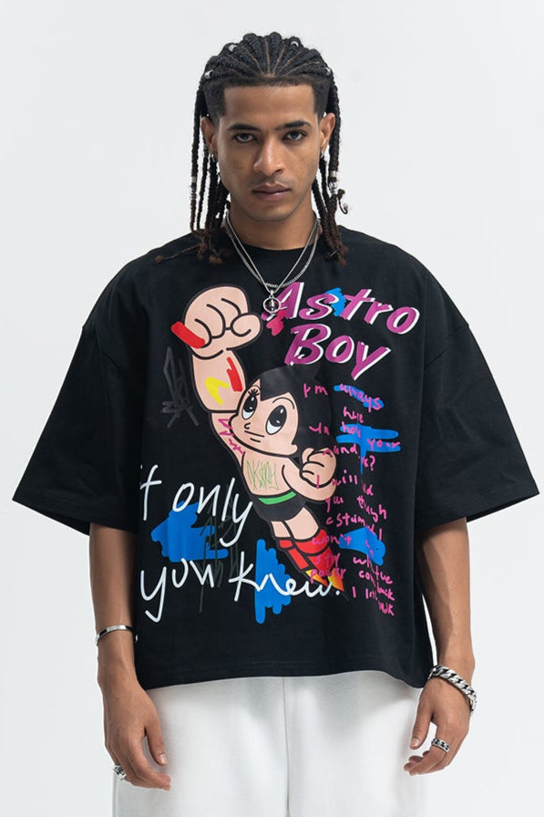 Vintage Astro boy t-shirt retro cartoon top in black