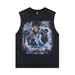 Live swindle sleeveless t-shirt vintage rare star vest gangster tank top in acid wash black