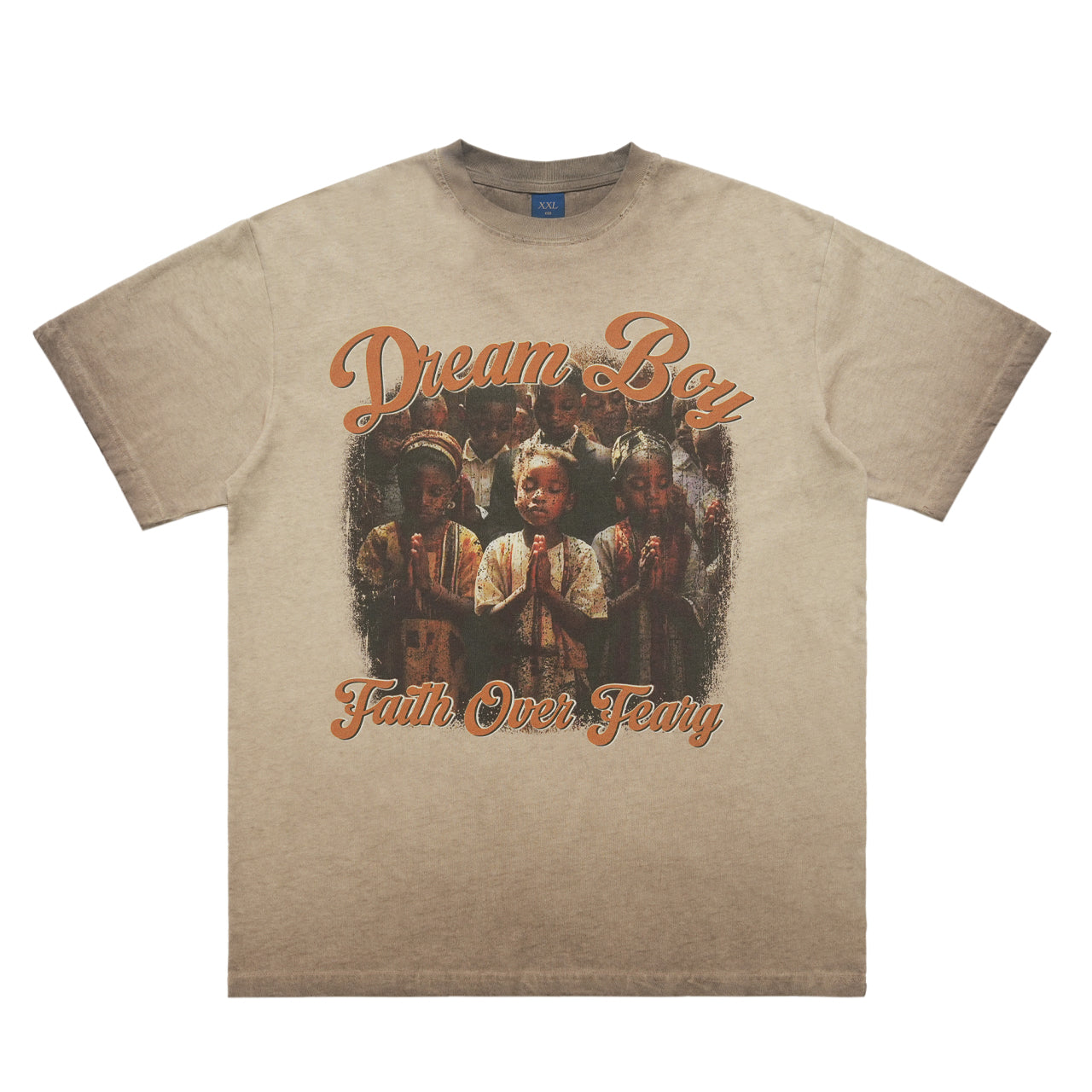 Grunge rapper t-shirt retro hip-hop tee saint slogan top in grey