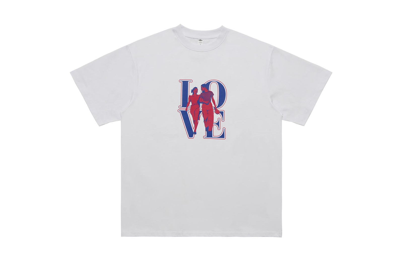 Love slogan t-shirt couples top graffiti tee in white