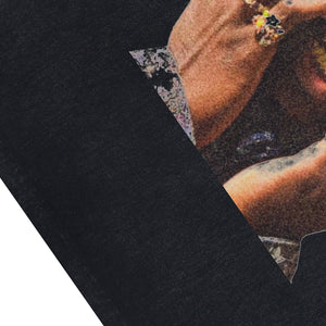 Cyberpunk sleeveless t-shirt catalyst slogan surfer vest 00s psychelic tank top in acid wash black