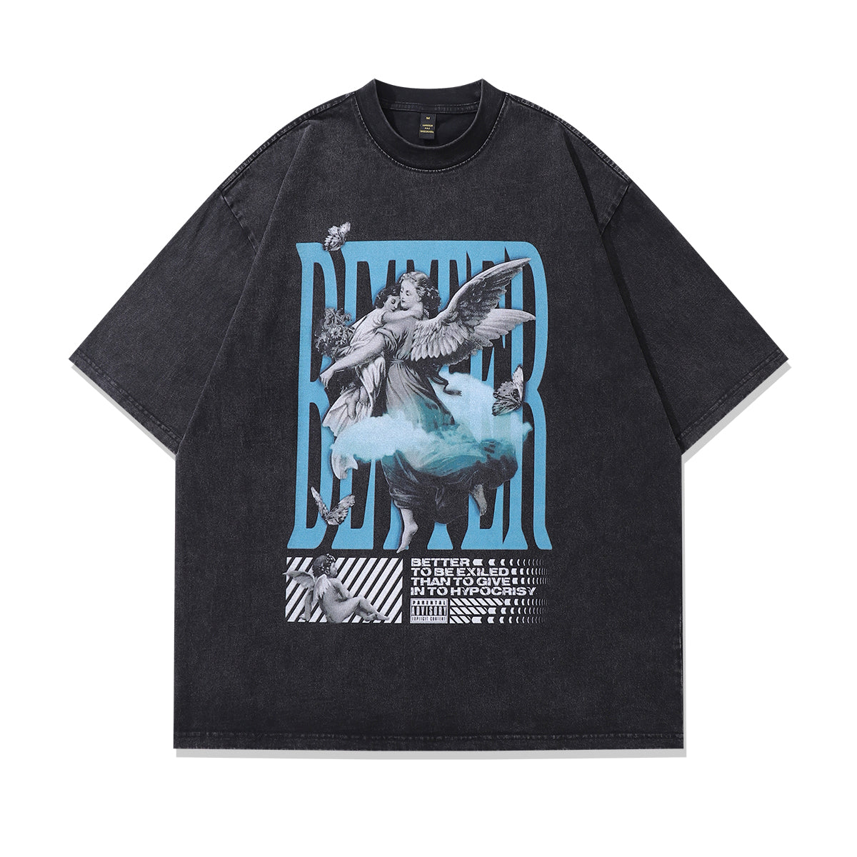 Better slogan t-shirt angel cartoon tee retro saint top in vintage grey