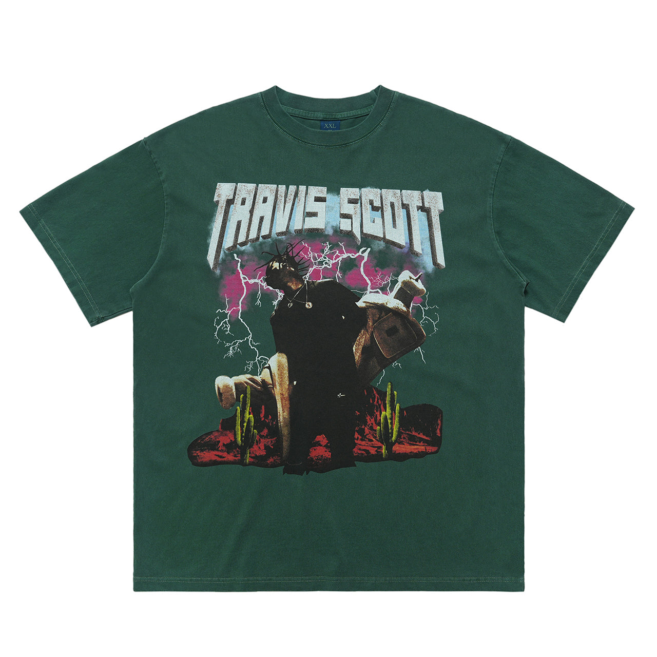 Vintage Travis Scott t-shirt retro rapper tee hip-hop top in green
