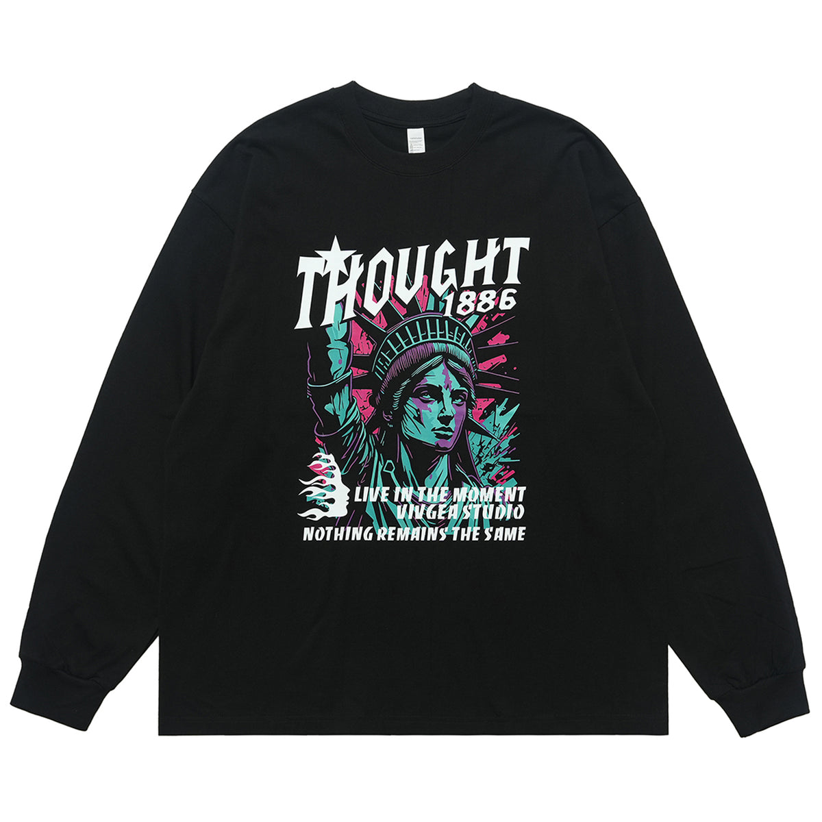 Statue of Liberty jumper creepy American top long sleeve USA t-shirt in brown