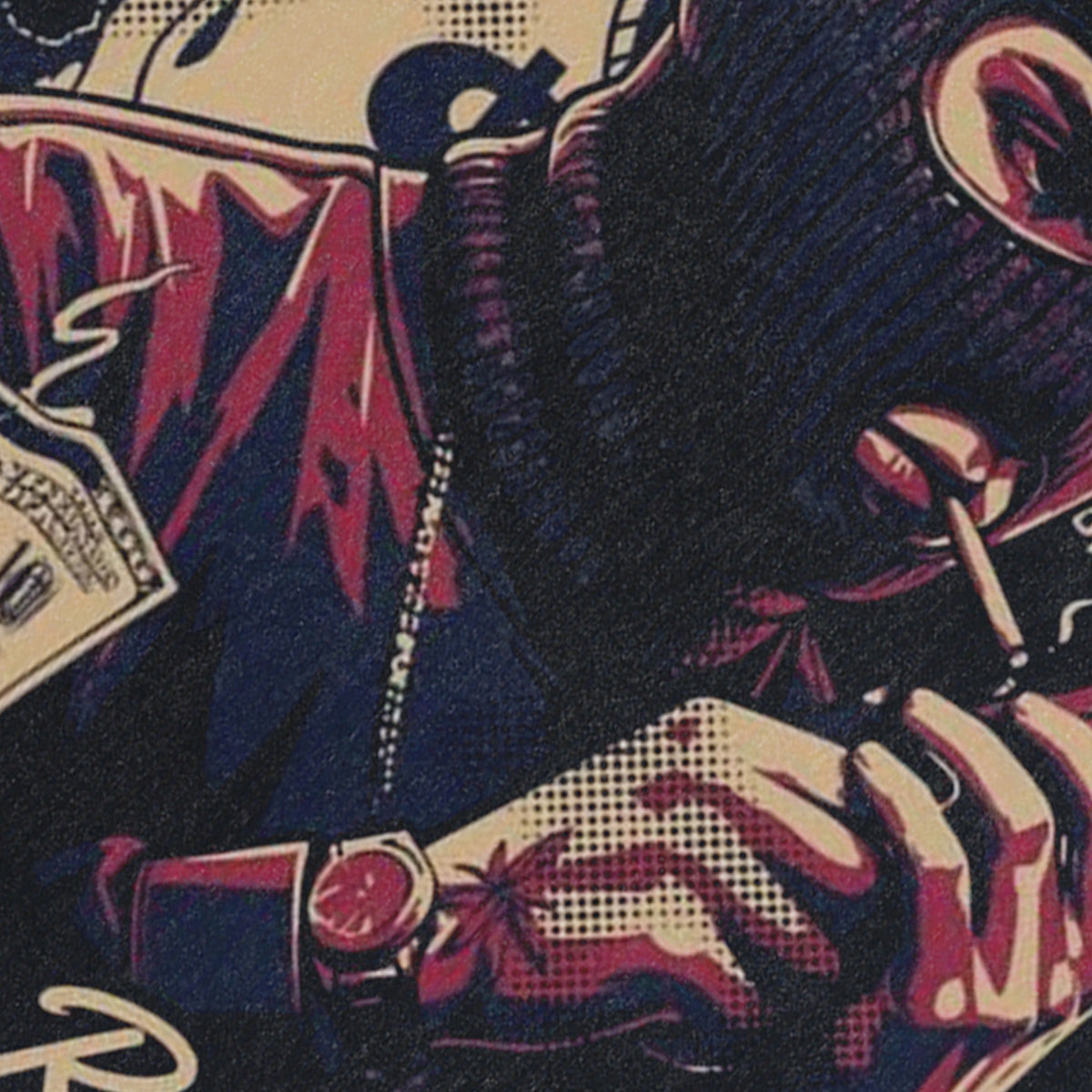 Gangster sleeveless t-shirt balaclava print surfer vest 00s hip-hop tank top in acid wash black