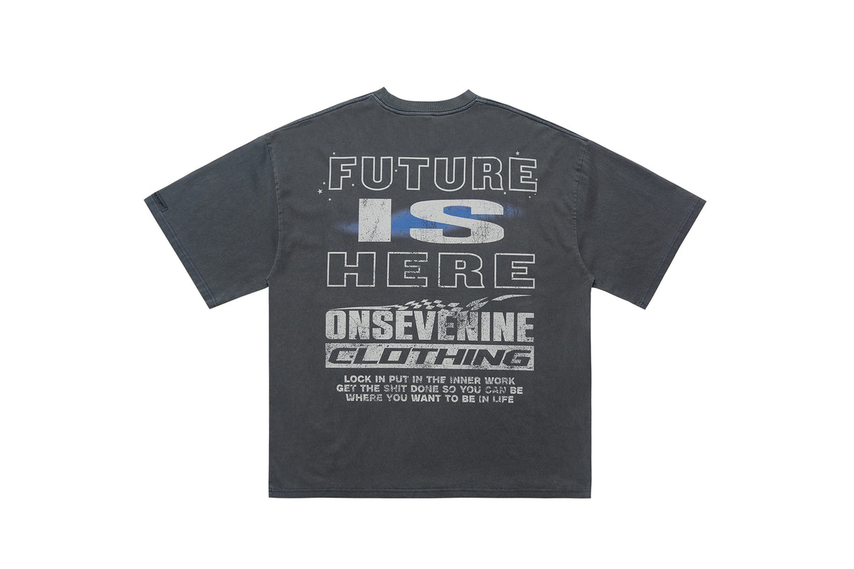 Cyberpunk t-shirt creepy psychedelic top man print tee in blue