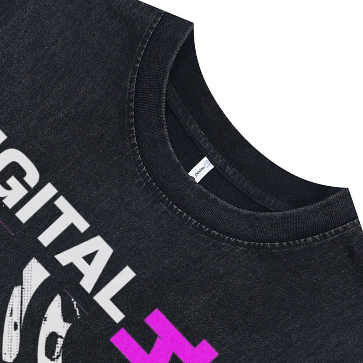 Anime girl sleeveless t-shirt digital slogan surfer vest 00s retro Japanese tank top in acid wash black