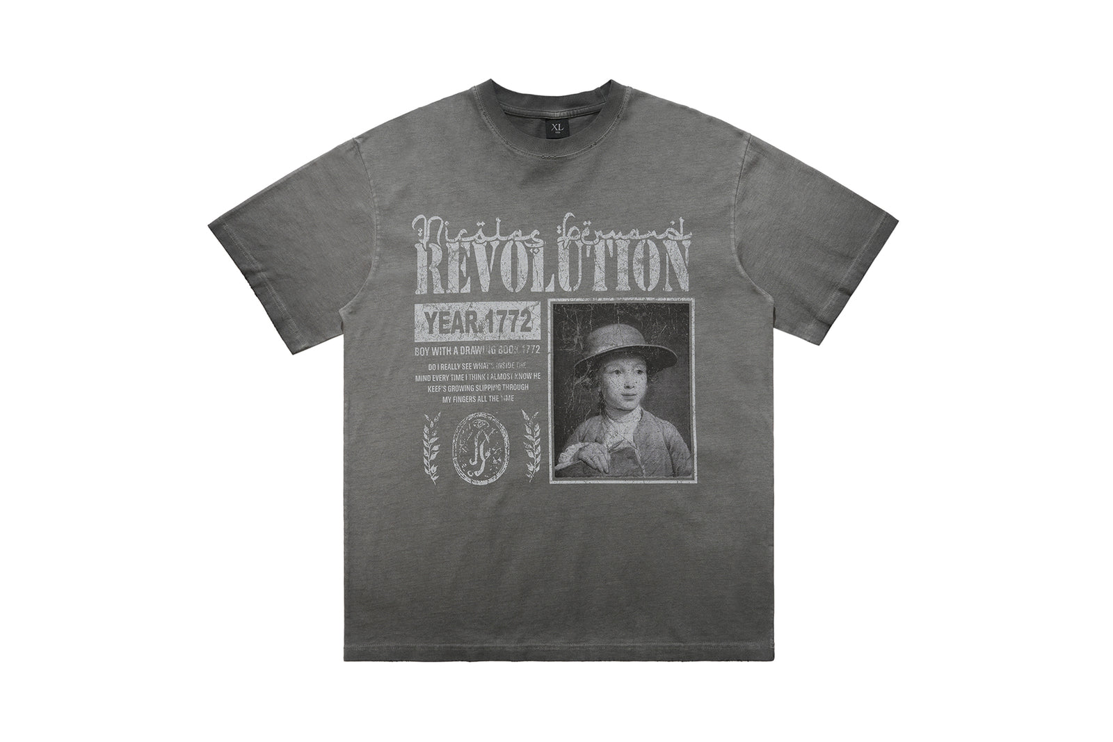 Wild West t-shirt revolution slogan top grunge American tee in grey