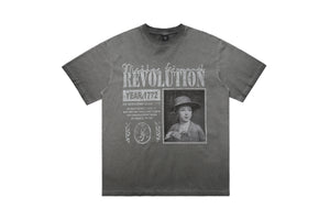 Wild West t-shirt revolution slogan top grunge American tee in beige