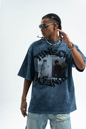 Vintage Tunechi t-shirt retro hip-hop tee grunge rapper top in grey