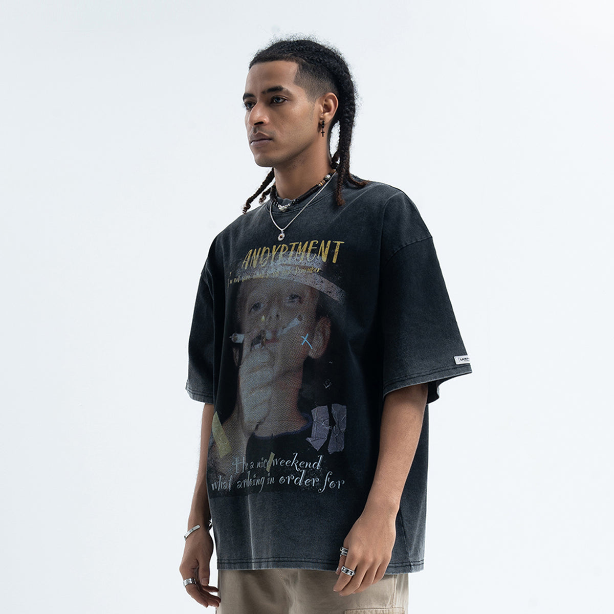 00s t-shirt skater top grunge hip-hop tee in black