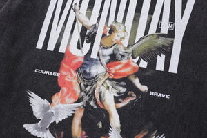 Monday t-shirt hero slogan tee angel print top in vintage grey