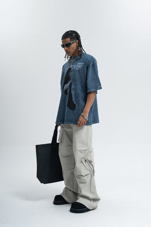 Hangover slogan t-shirt psychedelic girl print top y2k raver tee in Blue