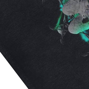 Creepy spaceman sleeveless t-shirt psychedelic cartoon vest 00s astronaut poster tank top in acid wash black