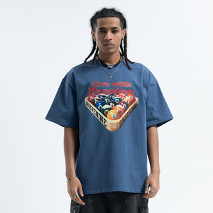 Pool game t-shirt retro gamer top grunge preppy tee black