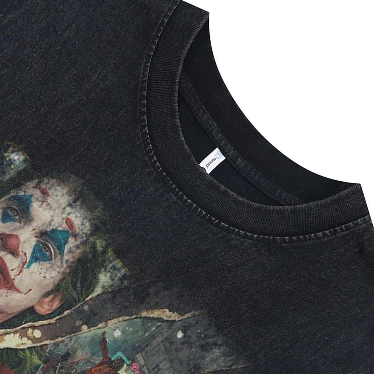 Joker sleeveless t-shirt vintage movie vest 00s retro clown print tank top in acid wash black