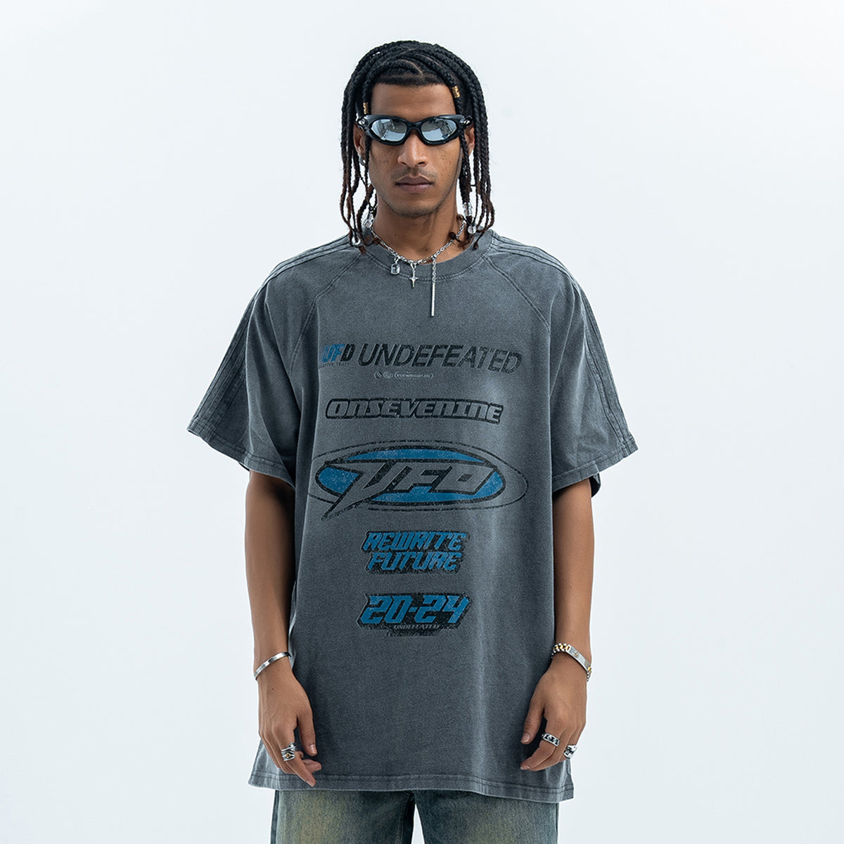 Undefeated t-shirt motivational slogan top racing t-shirt black