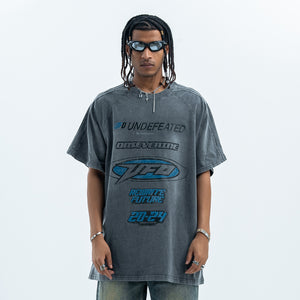 Undefeated t-shirt motivational slogan top racing t-shirt black