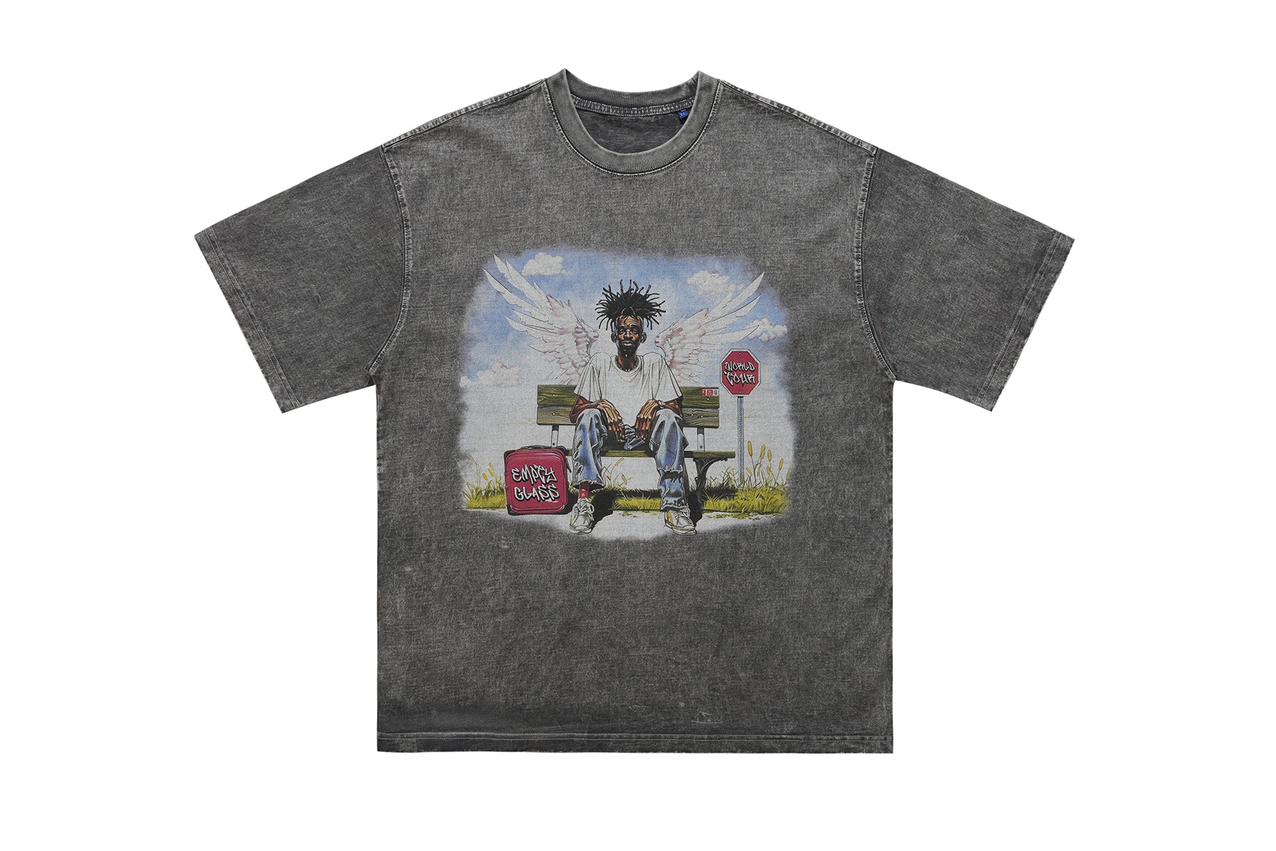 Dead rapper t-shirt hip-hop tee angel print top in grey