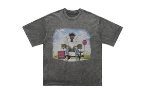 Dead rapper t-shirt hip-hop tee angel print top in grey