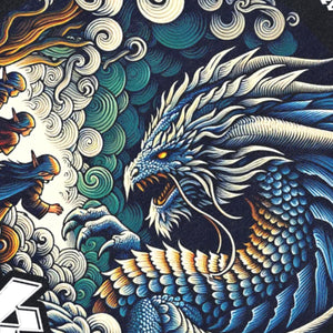 Dragon print sleeveless t-shirt medieval poster surfer vest retro monster tank top in acid wash black