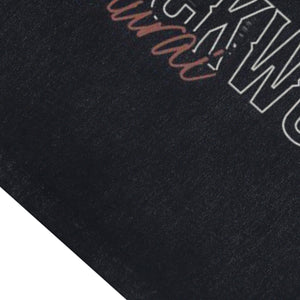 Samurai print sleeveless t-shirt wolf cartoon surfer vest retro cartoon slogan tank top in acid wash black