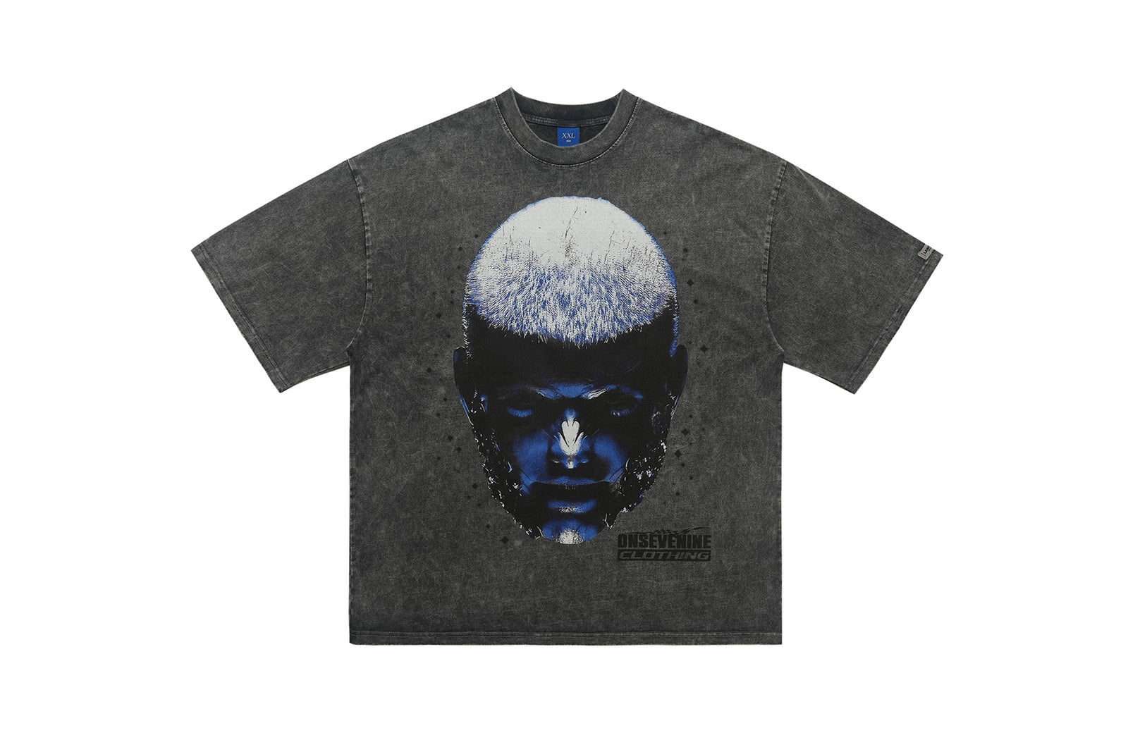Cyberpunk t-shirt creepy psychedelic top man print tee in grey