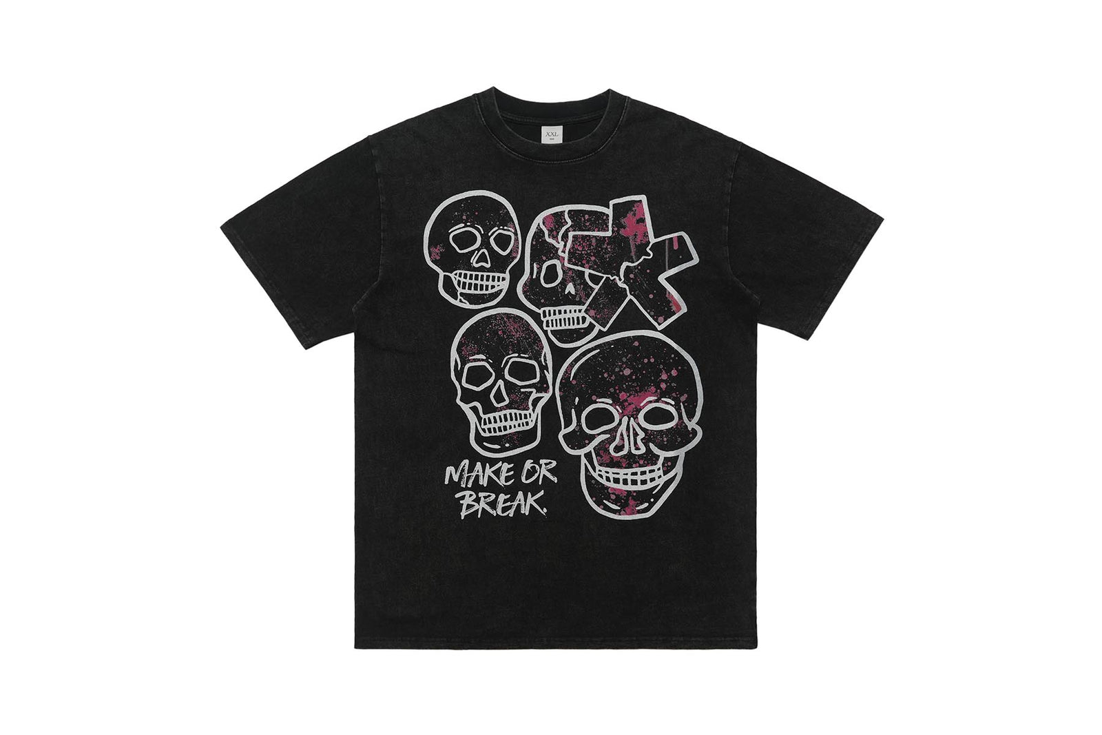 Skull graffiti t-shirt bones print top retro skeleton tee in black