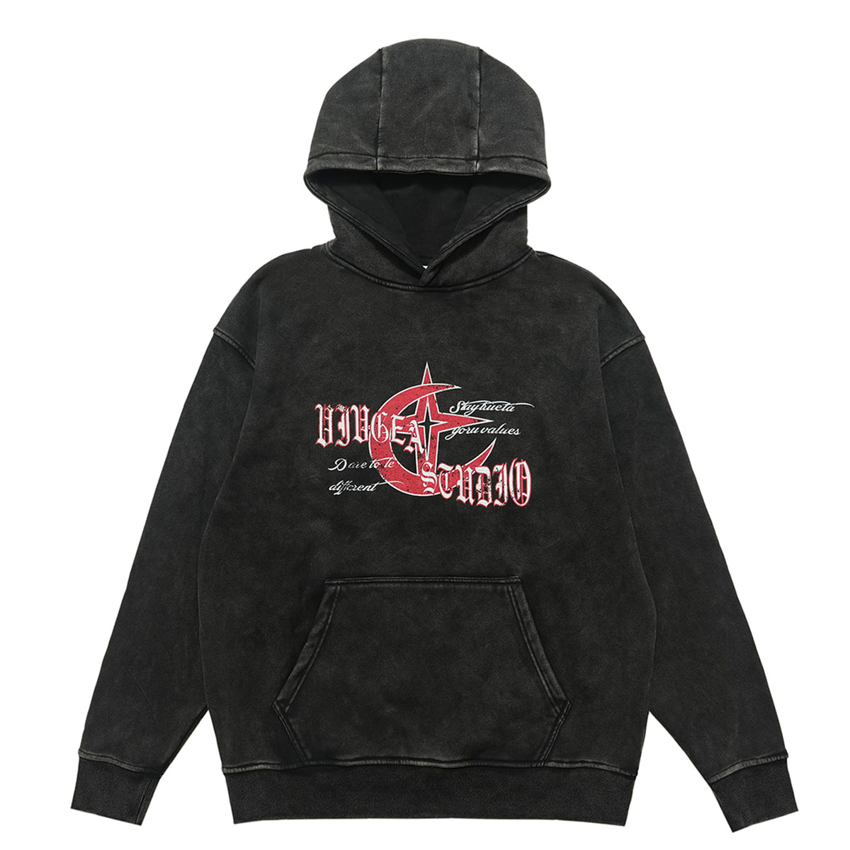 Anti war hoodie retro piece pullover grunge vintage wash jumper in acid grey