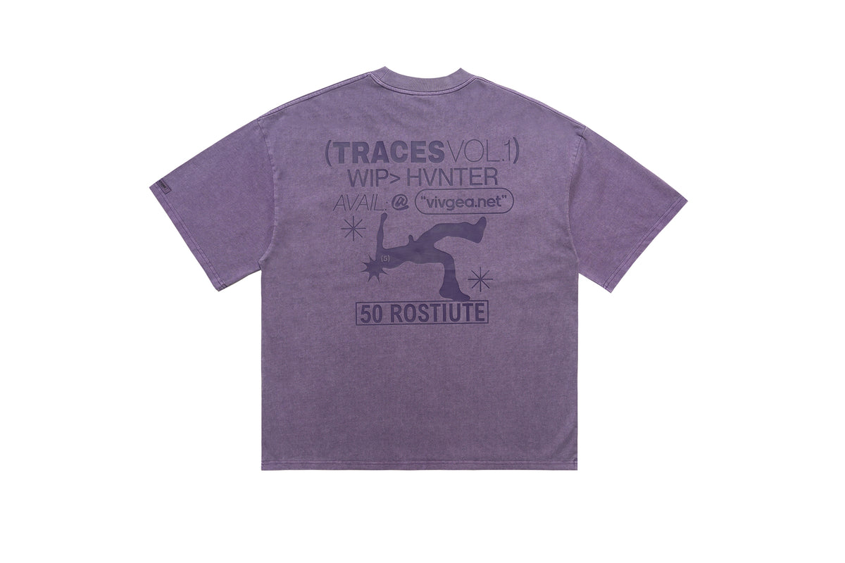 Punk print t-shirt mohawk top spiky hair tee in Purple