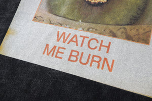 Flame t-shirt scary eye tee creepy print top in vintage grey