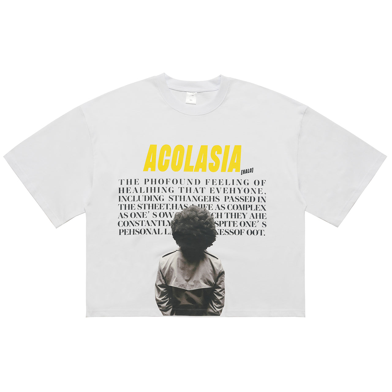 Disorder t-shirt psyhedelic top Acolasia slogan tee in white