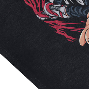 Jigsaw anime sleeveless t-shirt vintage Japanese vest creepy cartoon tank top in acid wash black