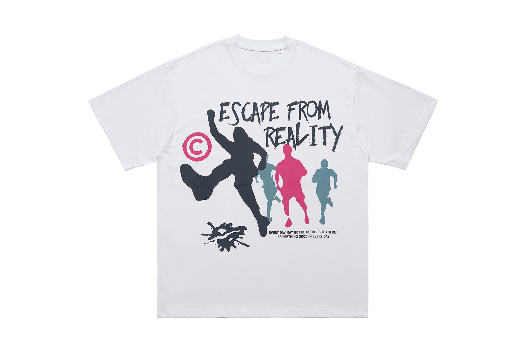 Psychedelic t-shirt graffitit top escape slogan tee raver jumper in white