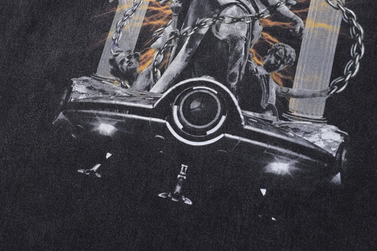 Angel of death t-shirt saint tee creepy psychedelic top in vintage grey