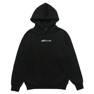 Middle finger print hoodie retro gunge jumper hip-hop pullover balaclava top in black