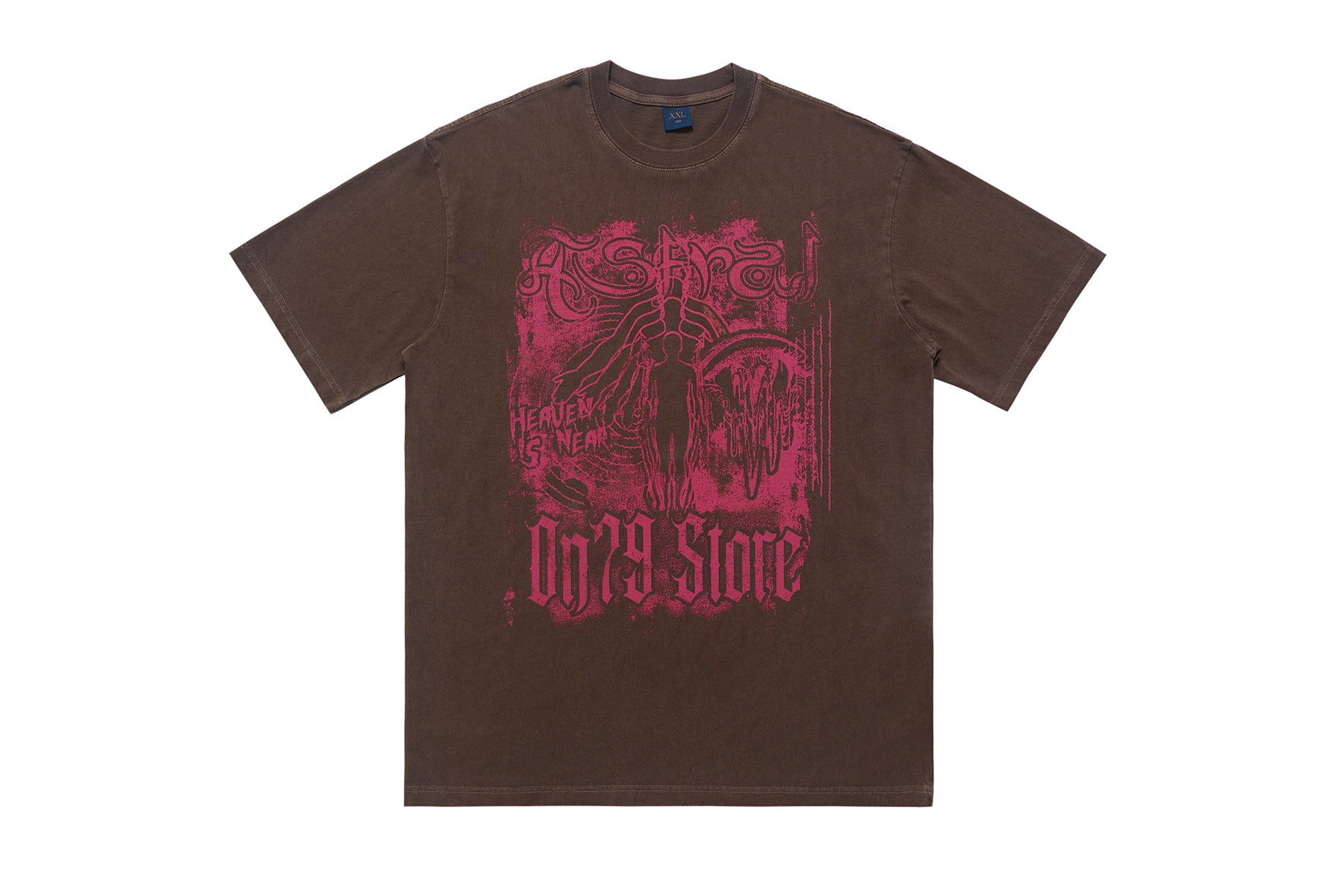 Psychedelic t-shirt Aura top Angel print tee in Brown