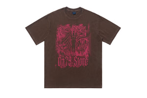 Psychedelic t-shirt Aura top Angel print tee in Brown