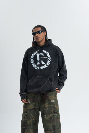 Peace slogan hoodie vintage wash no war hoodie grunge jumper in acid grey