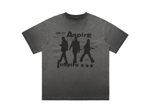 Aspirational t-shirt motivational top grunge psychedelic tee in beige