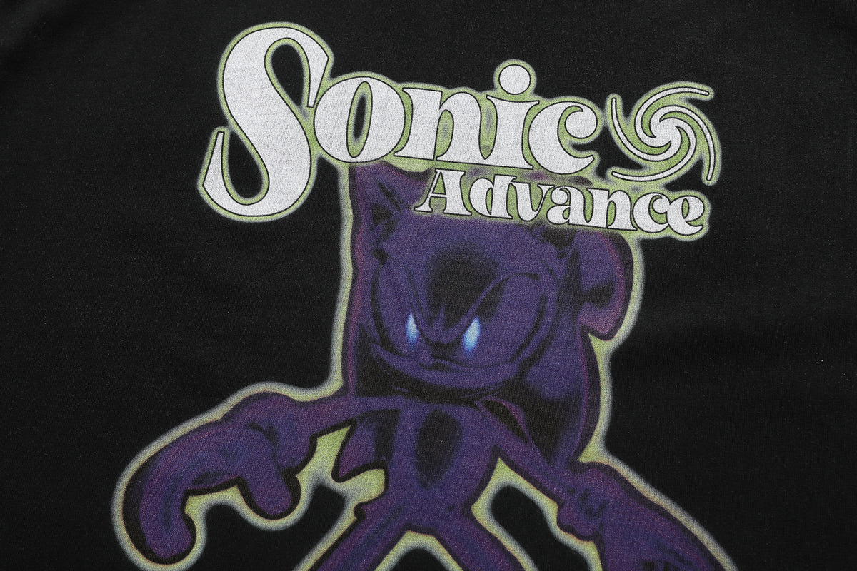 Retro gamer top Sonic long sleeve t-shirt old cartoon tee black