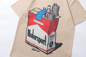 Motorsports t-shirt retro racing tee funny y2k top in grey