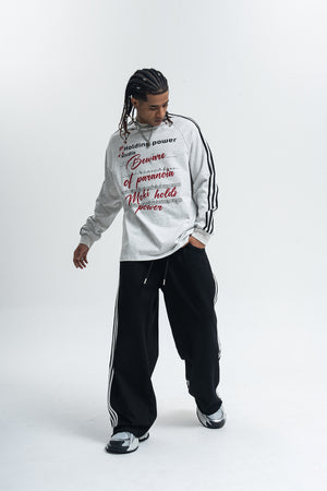 Paranoia slogan jumper long sleeve striped top music notes print retro t-shirt in white